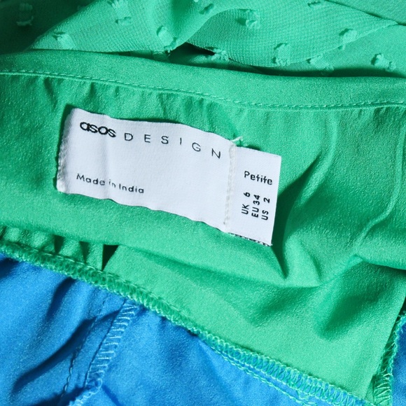 ASOS 70s maxi dress color block twist front pleated - Picture 6 of 8